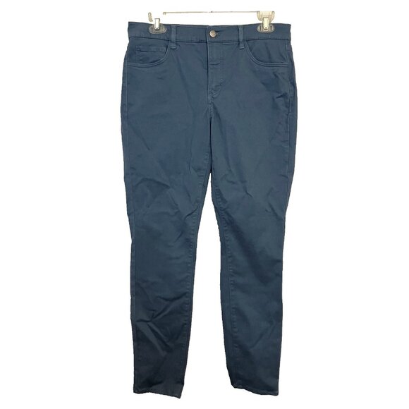 LOFT Women Sateen Skinny Ankle Pants Sz 4 Blue Gray Mid Rise Five Pocket Casual - Picture 1 of 6